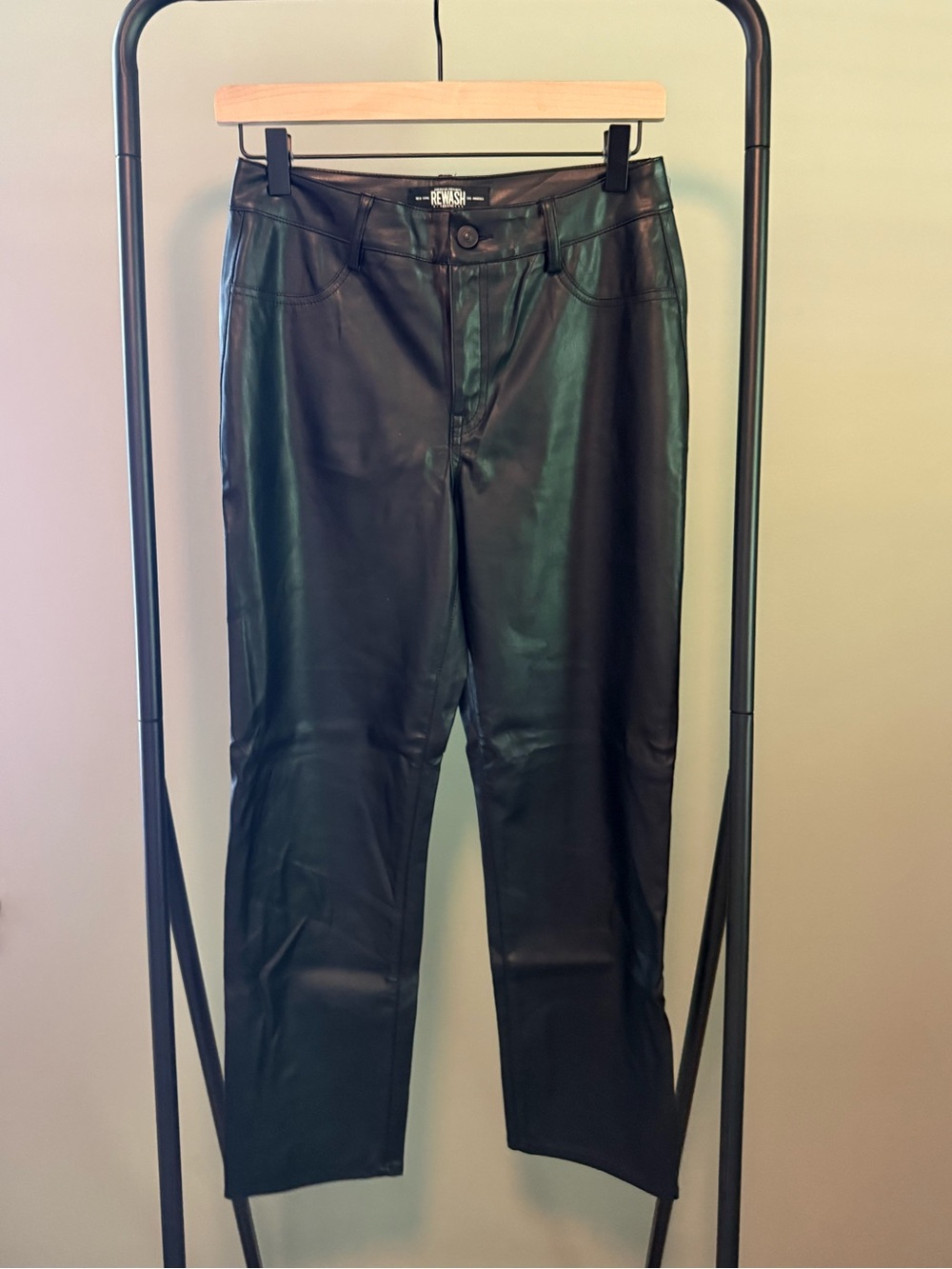 Rewash Black Faux Leather Pants | 26
